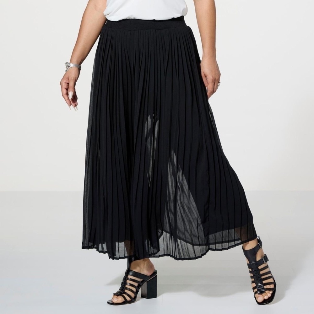 WynneLayers Collection Pleated Pant with Chiffon Overlay NWOT